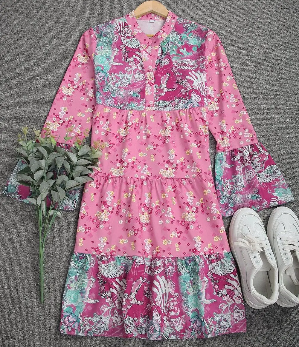 Super Sweet Pink Prairie Meadow Mini Dress