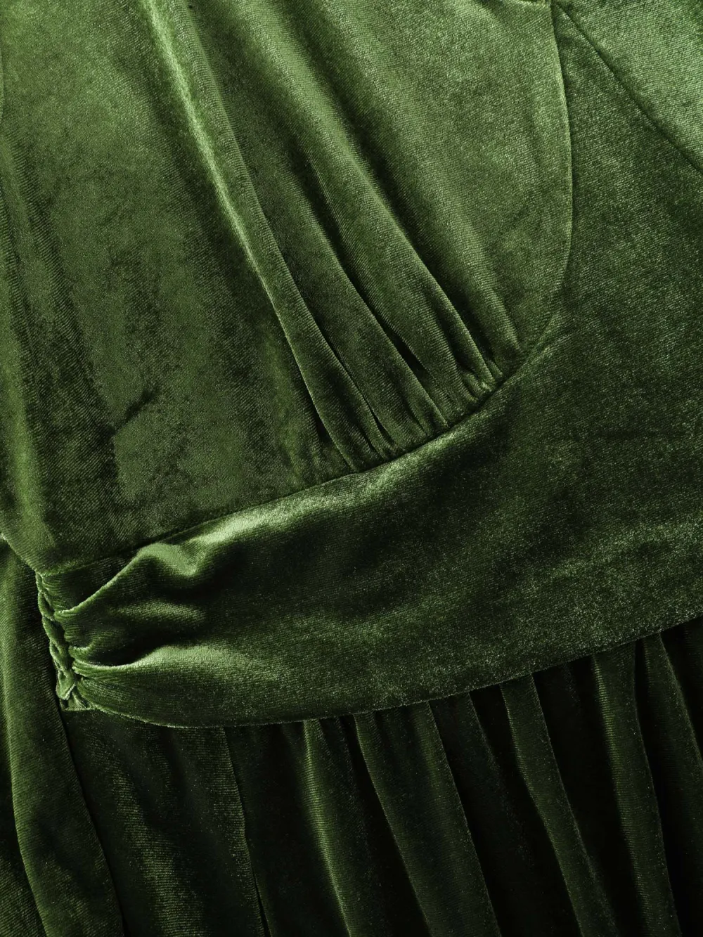 Velvet Triangular Shirred Waist Maxi Dress