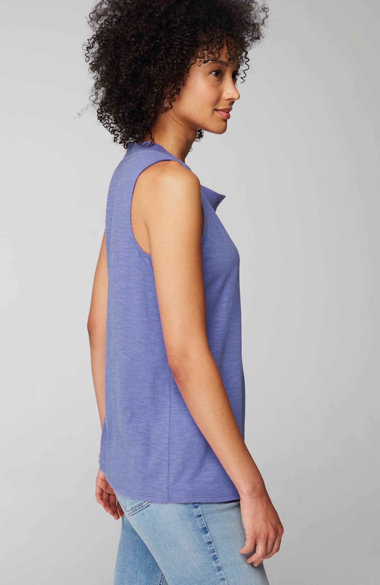 Rib-Trim Henley Tank