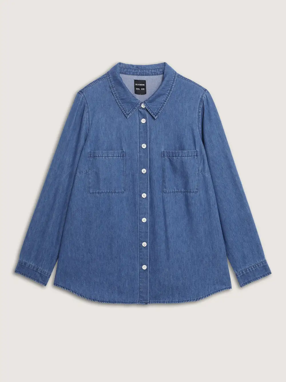 Arc Hem Pockets Denim Top
