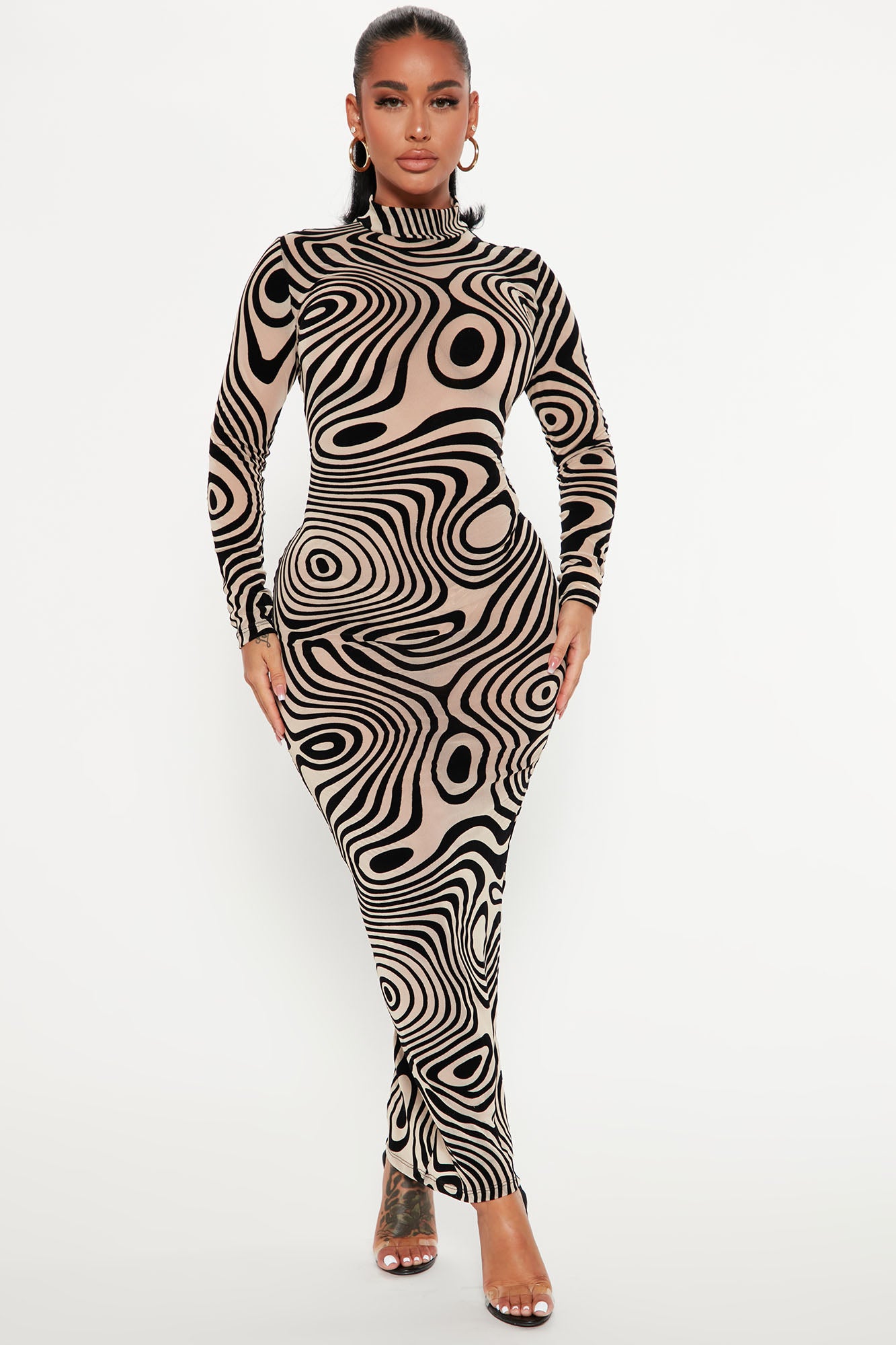 City Vision Mesh Maxi Dress - Black/combo