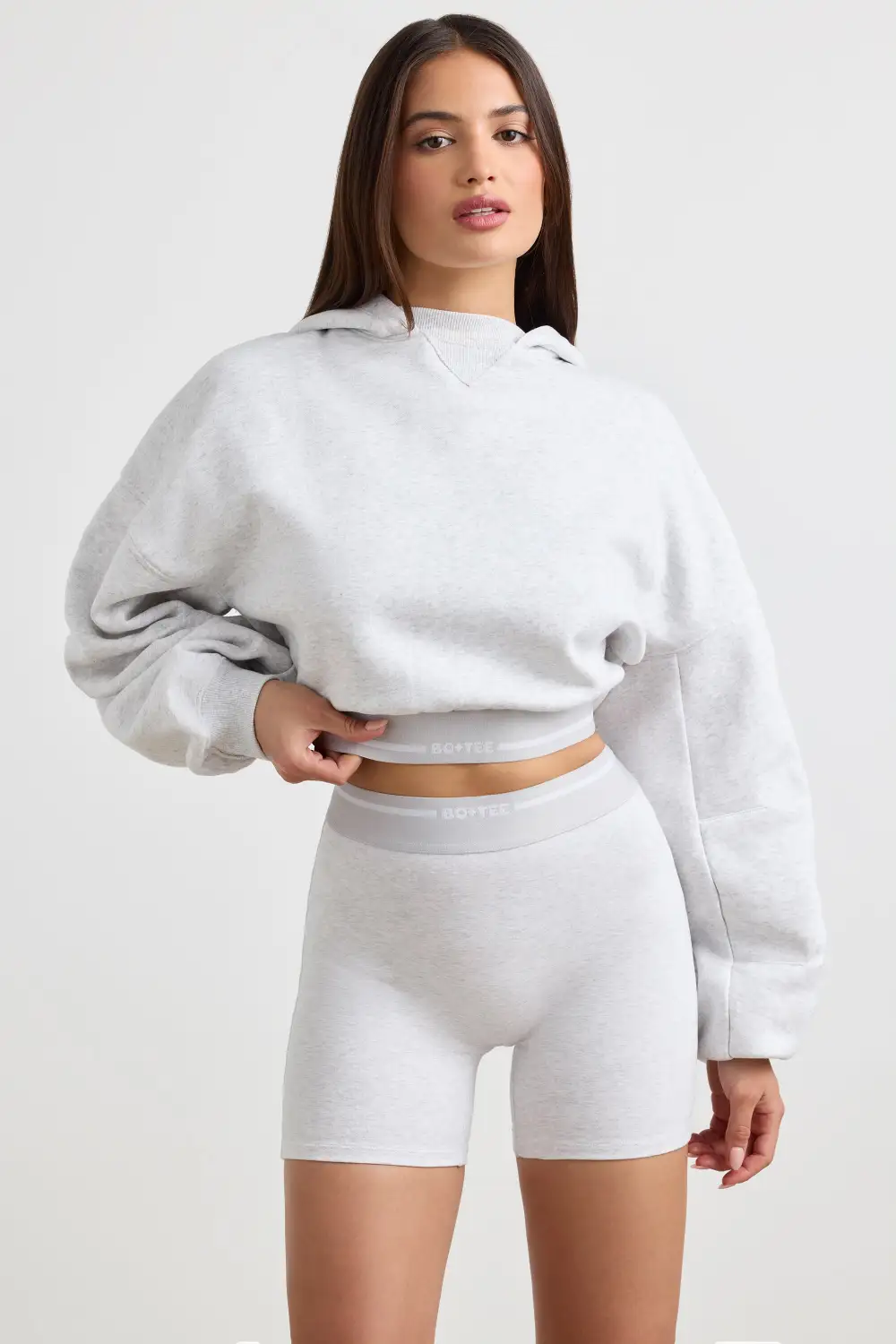 Pause - Cropped Hoodie in Grey Marl