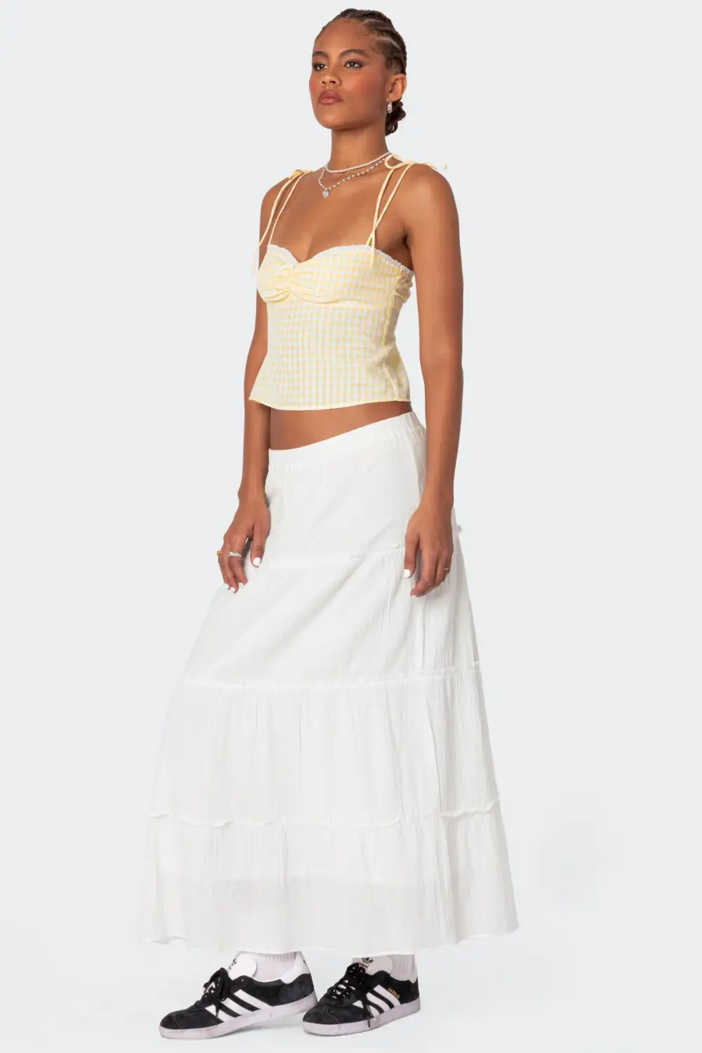 Billie Open Tie Back Gingham Top