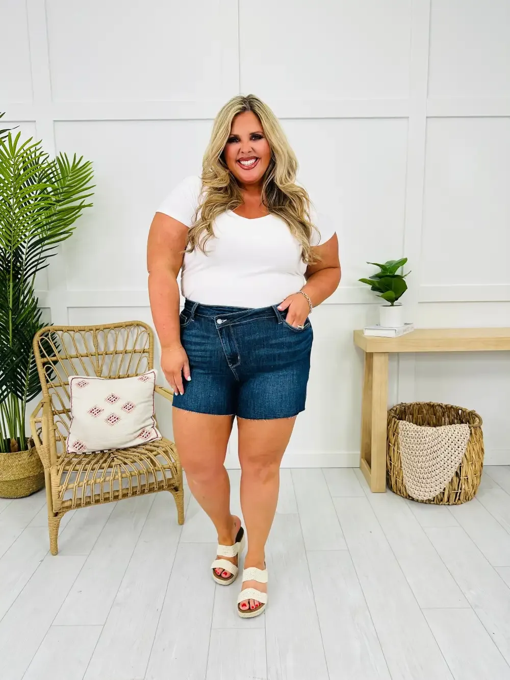 Judy Blue At A Crossroads Criss Cross Shorts