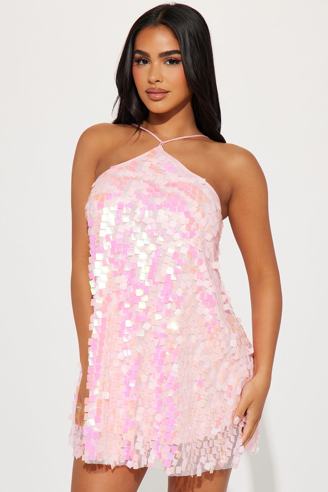 Alice Sequin A Line Mini Dress - Pink