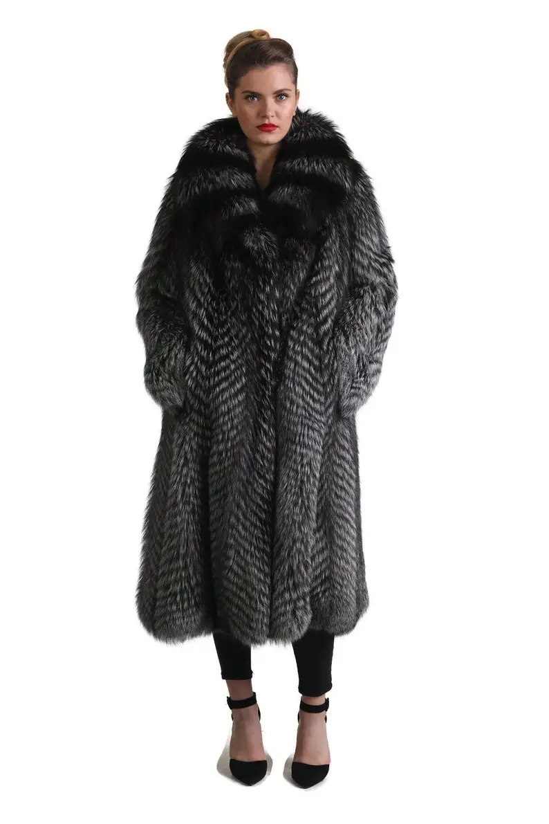 Silver Fox Fur Full Length Jacket