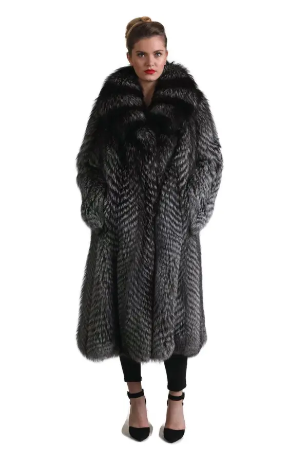 Silver Fox Fur Full Length Jacket