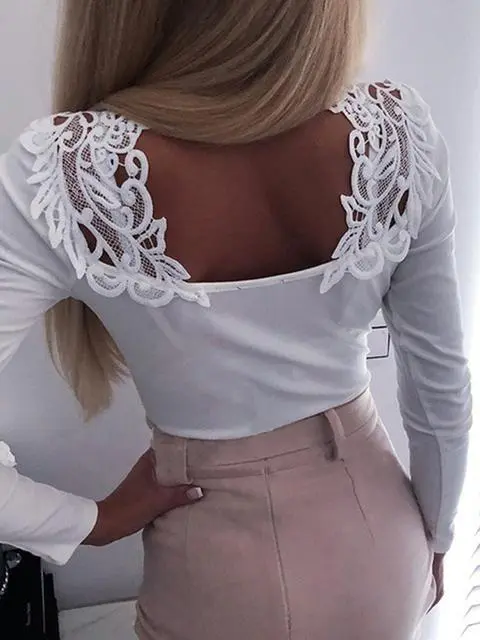 Lace Stitching Hollow Out Top