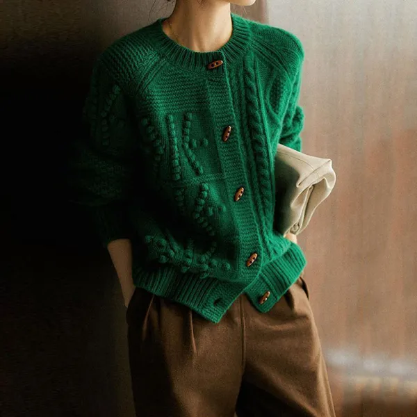 Vintage Jacquard Weave Plain Gentle Sweater