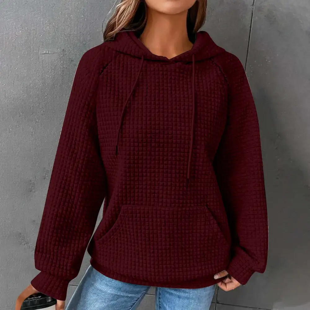 Sweaters for Womens Clearance,Women's Solid Raglan Sweater Hooded Sweater Long Sleeve Top Sweater Deals for Winter 2024 on Sale