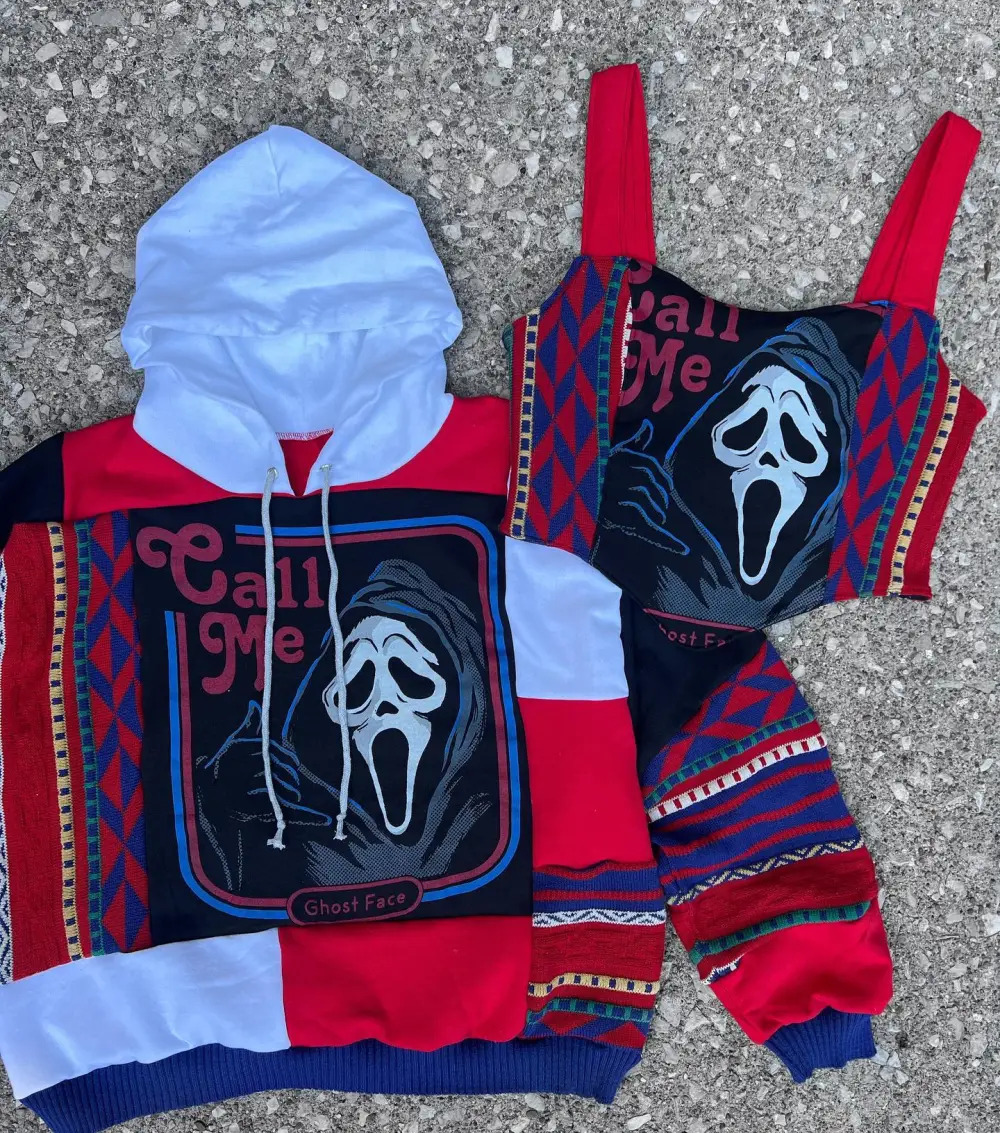 2 piece set hoodie sweater and tank how perfect and cozy piece for your Halloween day