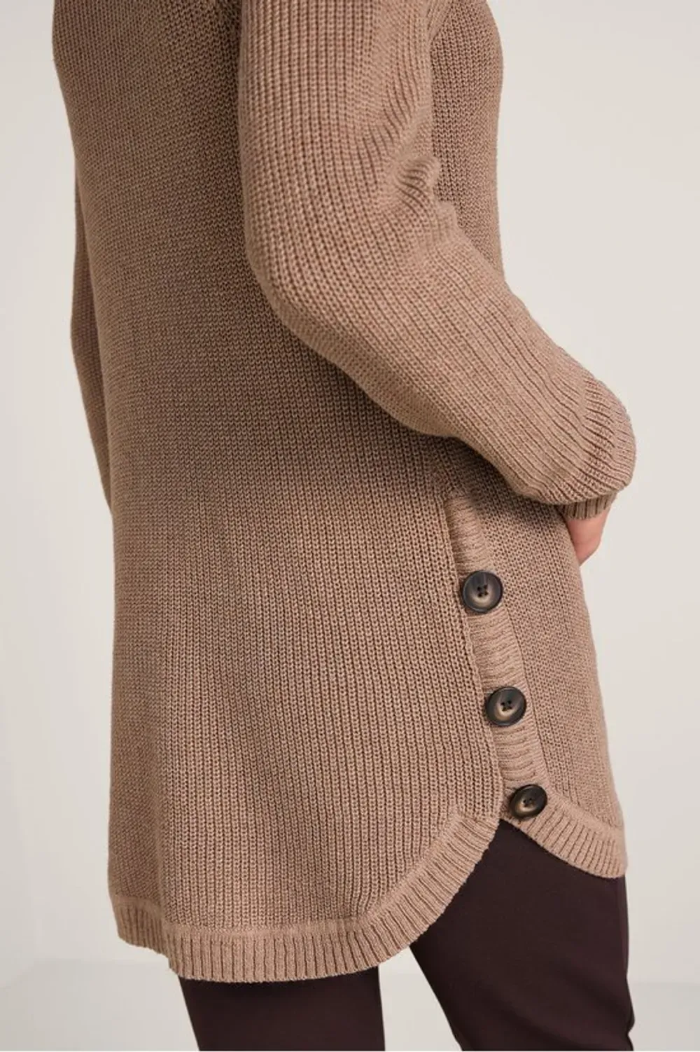 Shaker Side Button Sweater