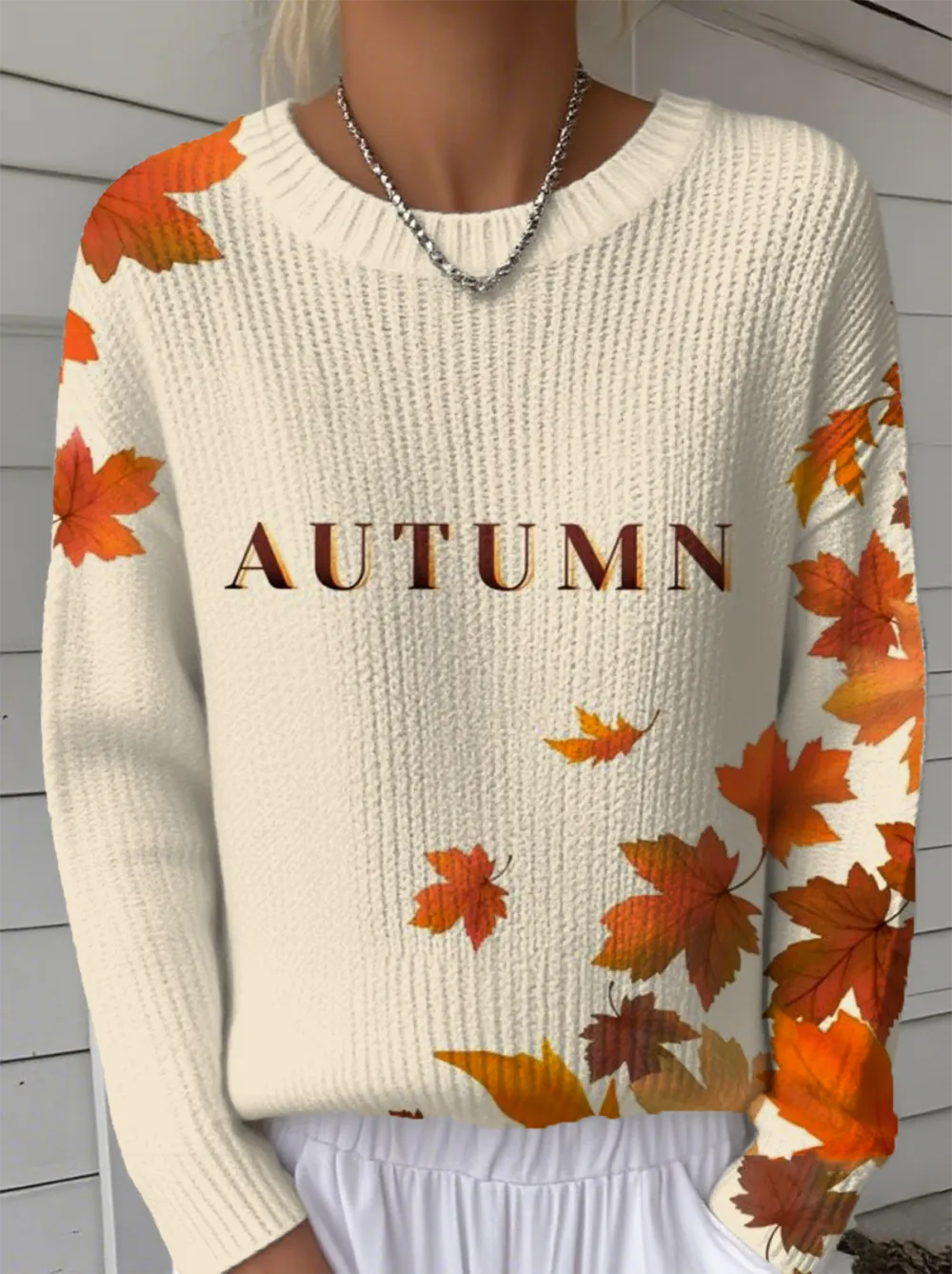 Women's Autumn Pattern Crewneck Sweater Casual Comfort Regular Pullover Sweatshirt
