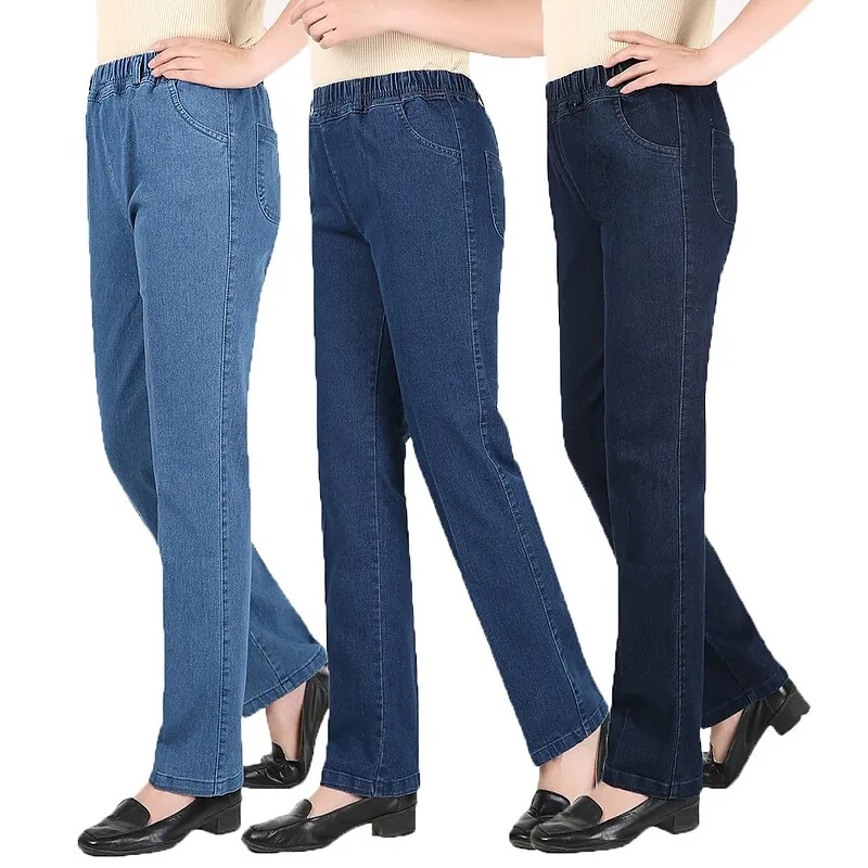 Women's Pants Trousers Jeans Elastic Waist Loose Jeans Classic Modern Regular Spring &  Fall Blue Dark Blue Light Blue