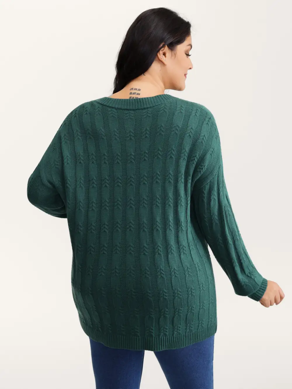 Cable Knit Textured V-Neck Pullover