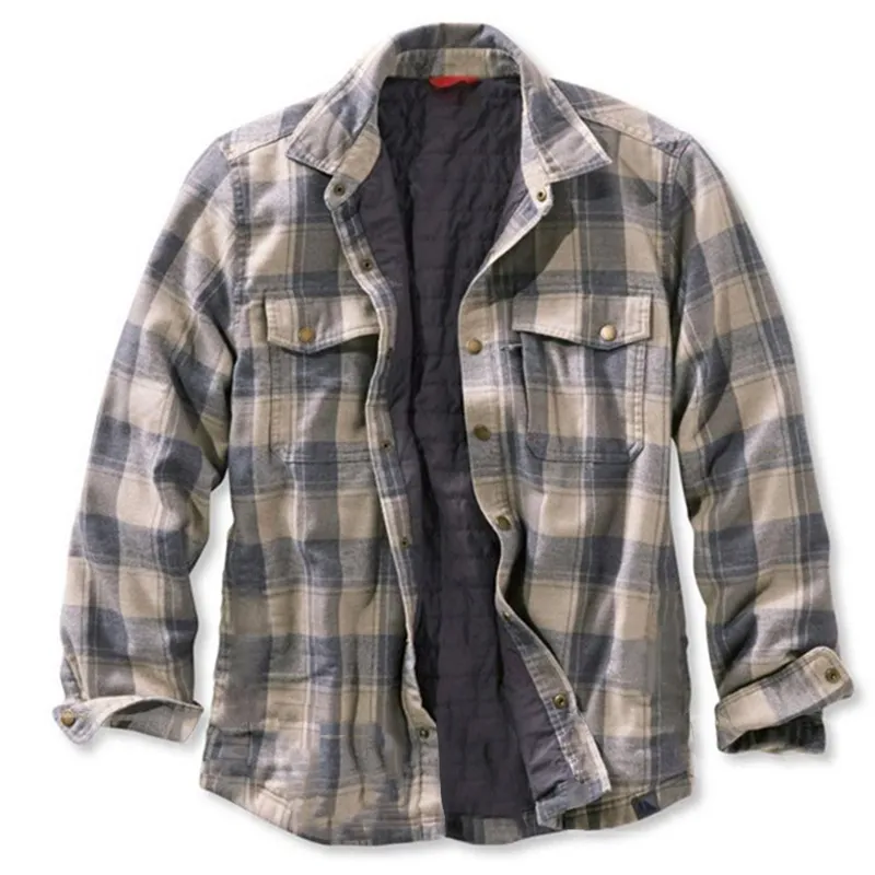 Checked Lapel Plus Velvet Padded Brushed Jacket