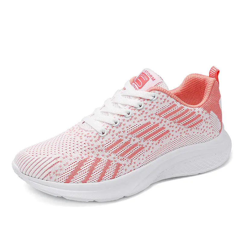 Platform Flats Air Mesh Bandage Shoes Casual Sports Women Pink Sneakers