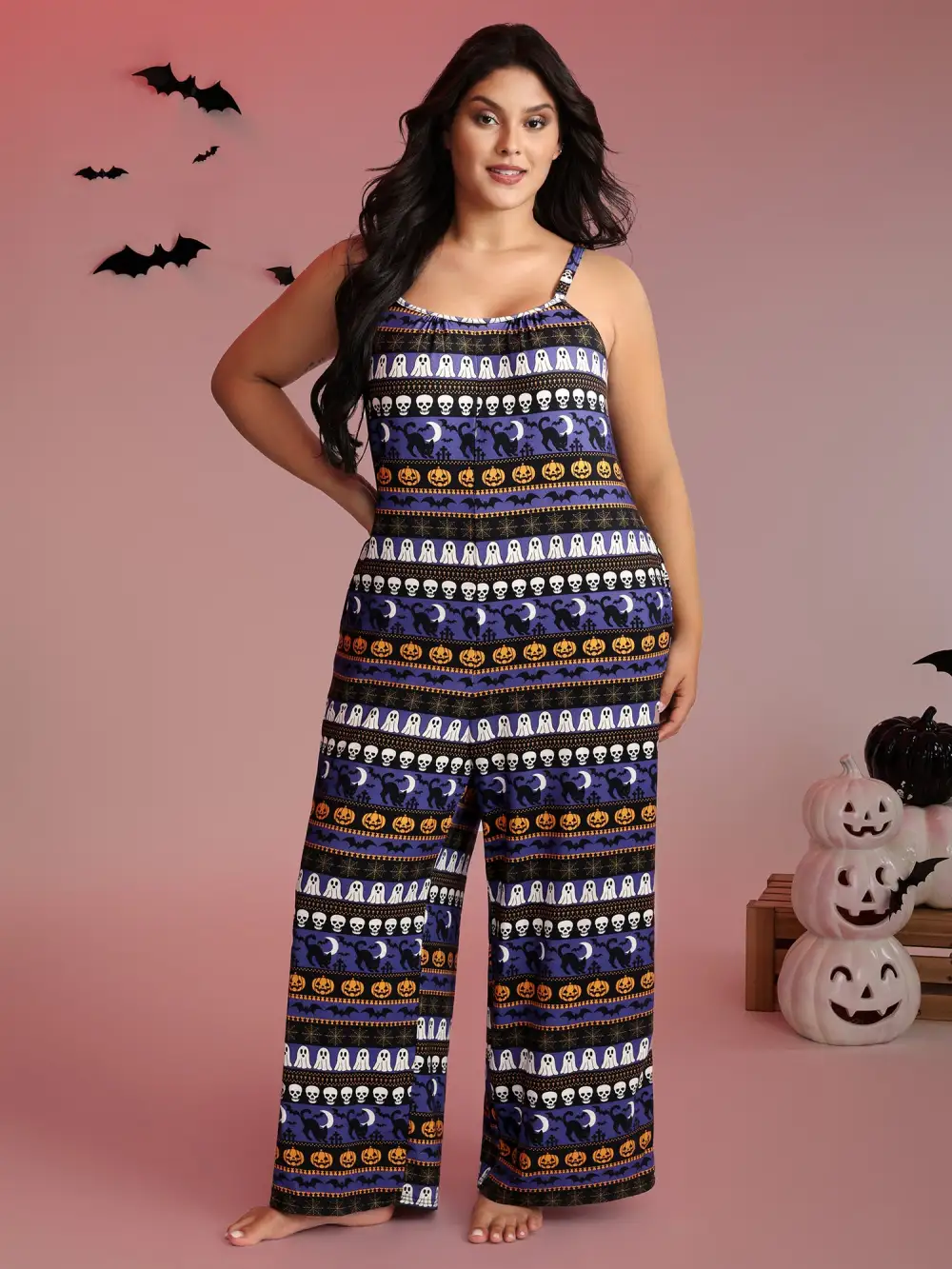 Supersoft Halloween Print Pockets Sleep Jumpsuit