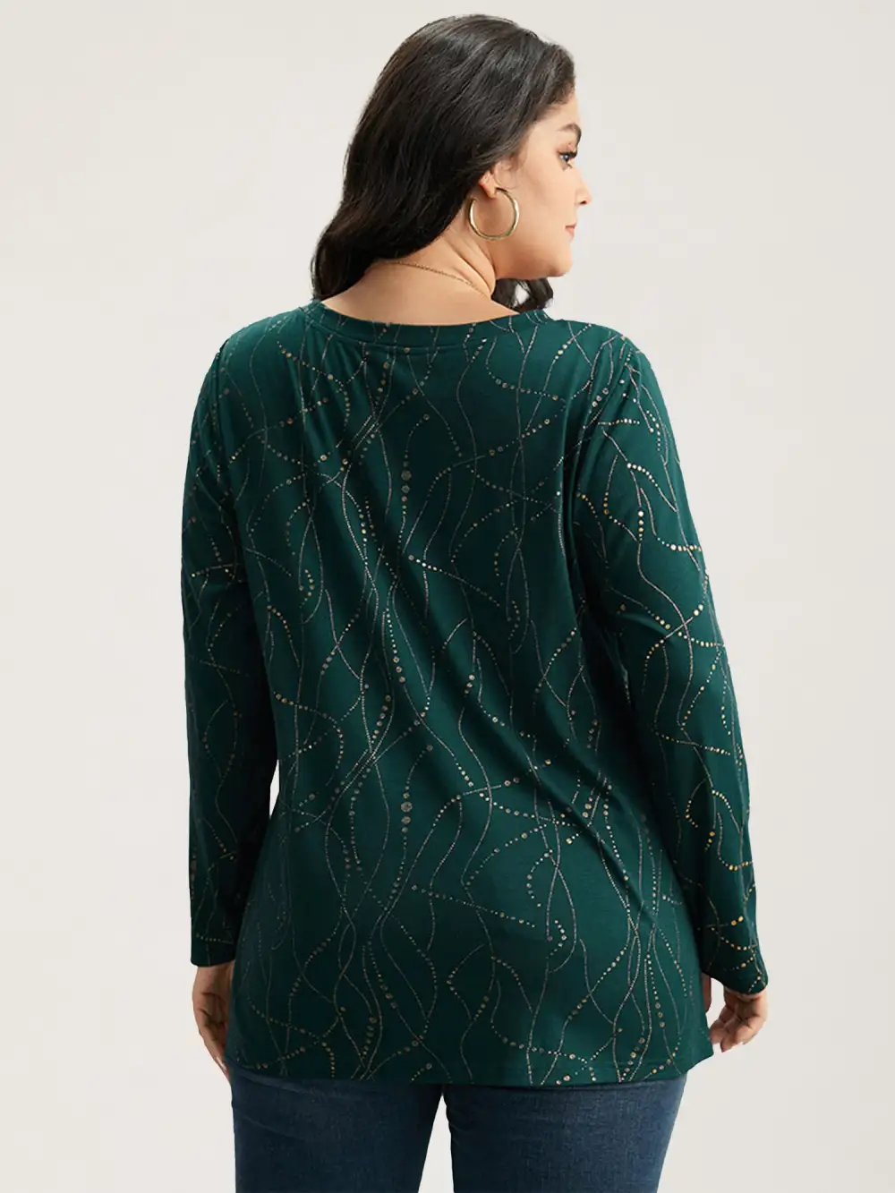 Polka Dot Contrast Round Neck T-shirt