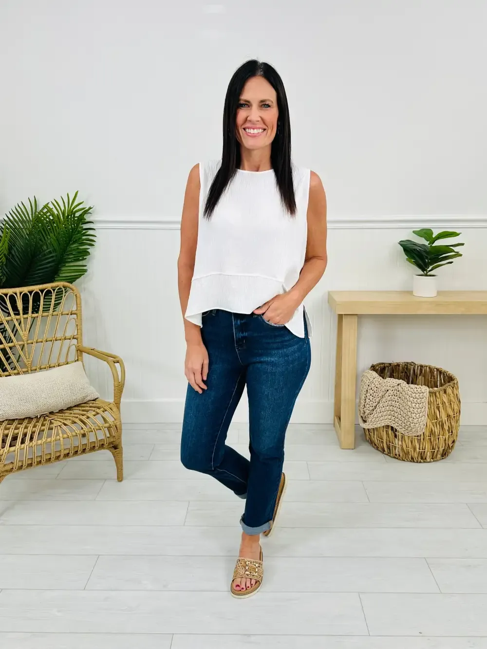 One Hundred Percent Chance Tummy Control Mom Jeans