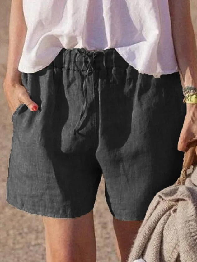 Women Daily Plain Comfort Shift Cotton Shorts