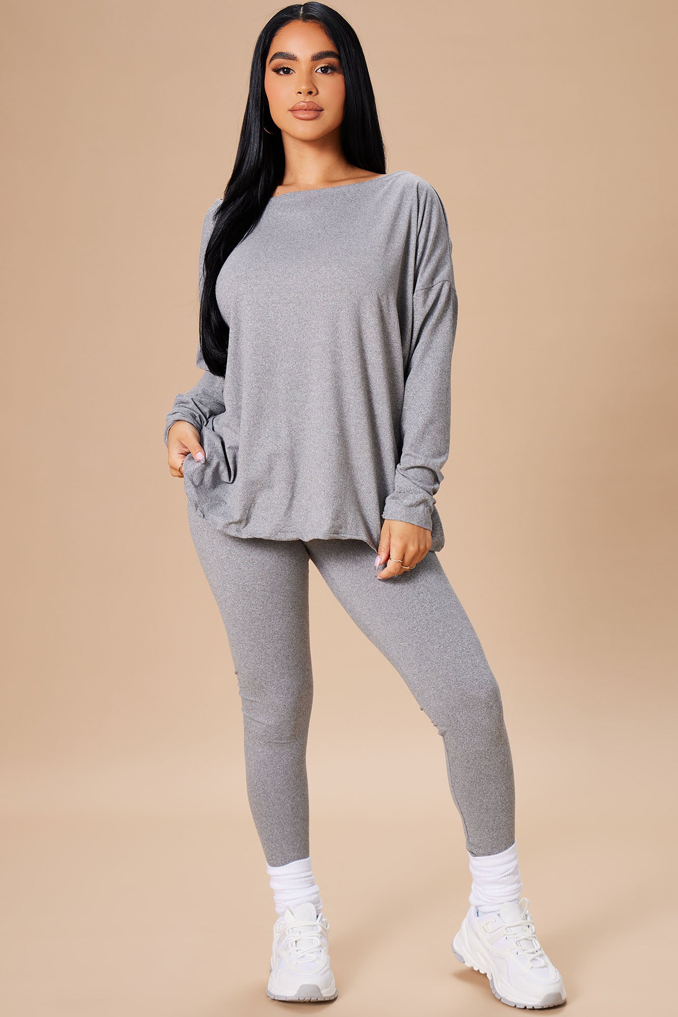 Don't Get This Twisted Pant Set - Heather Grey