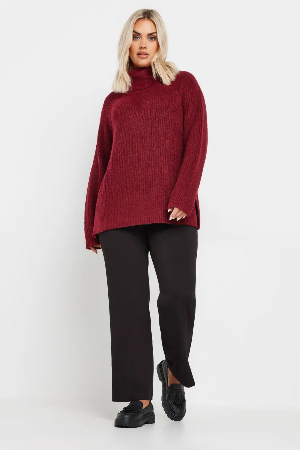 YOURS BESTSELLER Curve Black Pull On Ribbed Bootcut Stretch Trousers