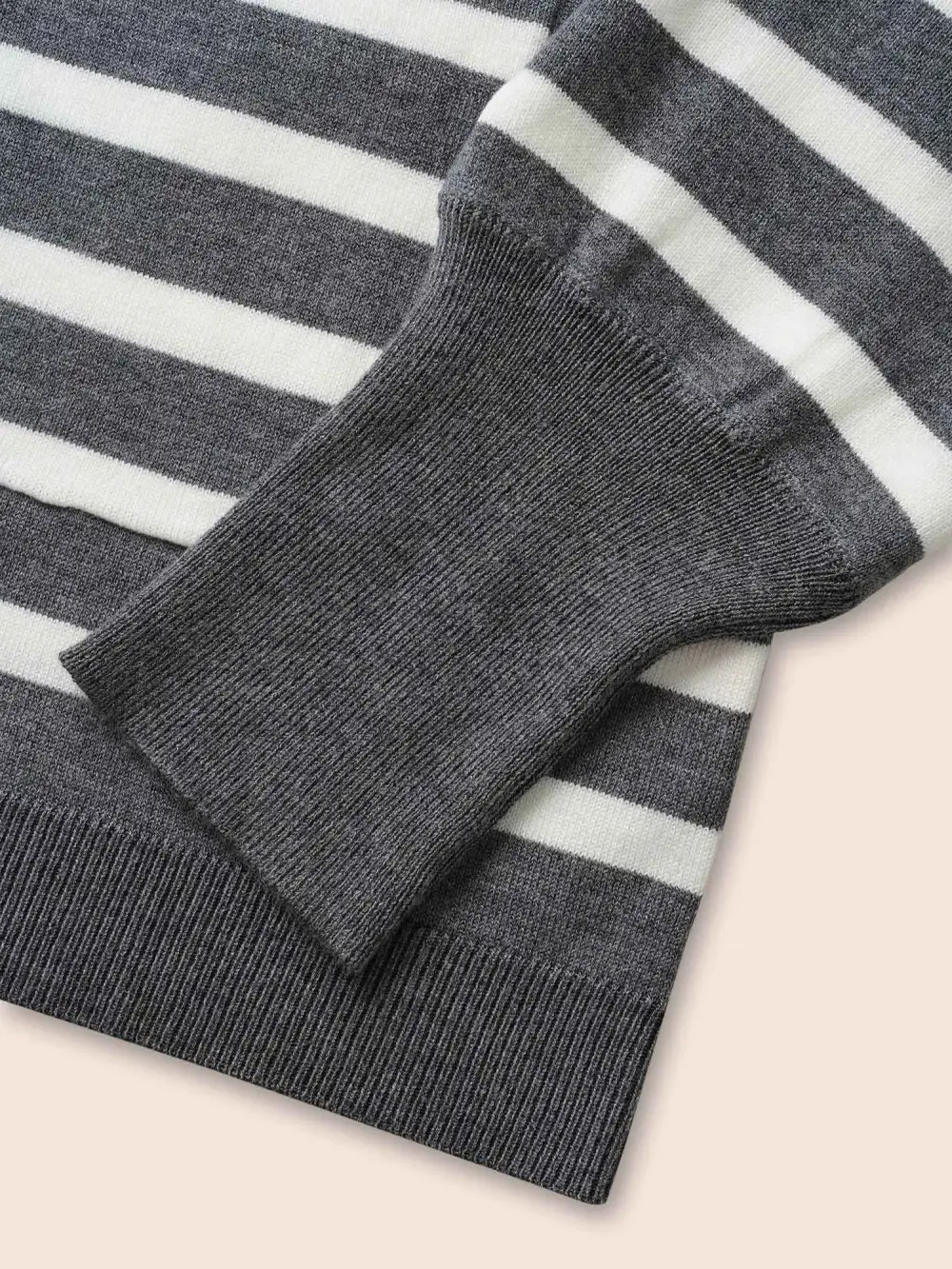 Striped Lantern Sleeve Patched Pocket Cardigan