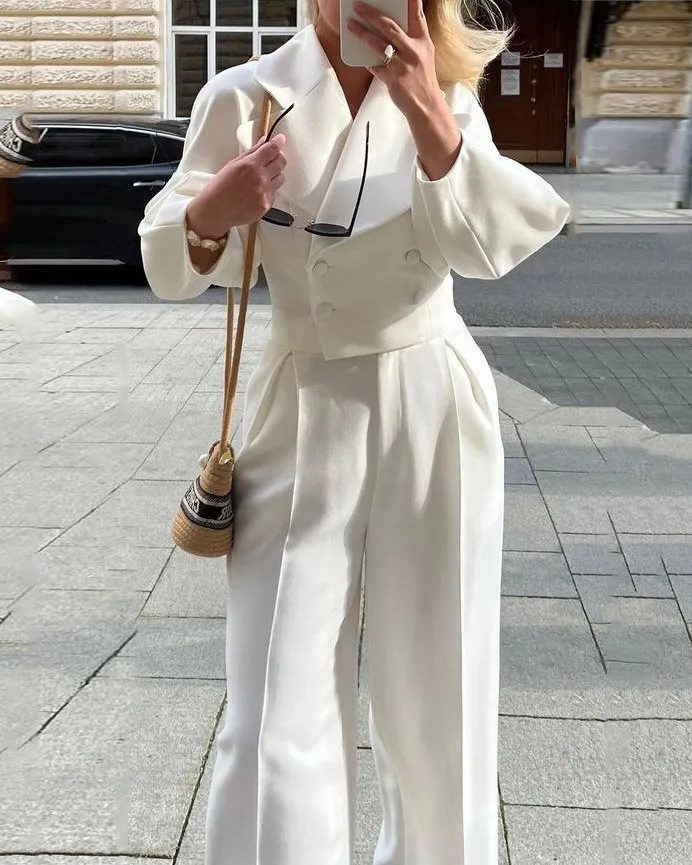 Belted Puff cuff Long sleeve Blazer and pants set