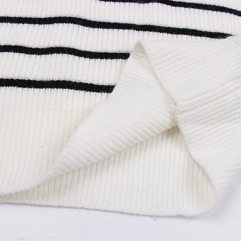 Casual Stripe Jacquard Sweater Top