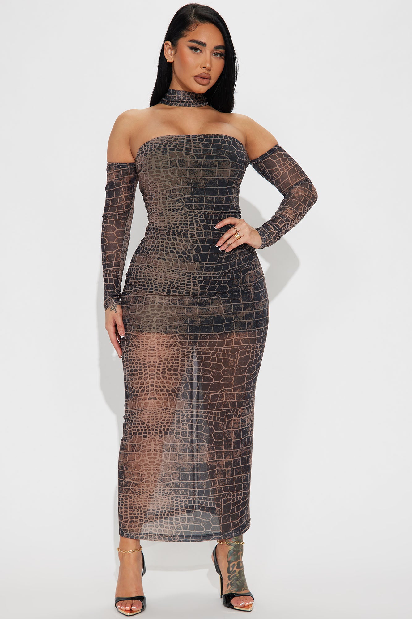 Olivia Off Shoulder Maxi Dress - Black/combo
