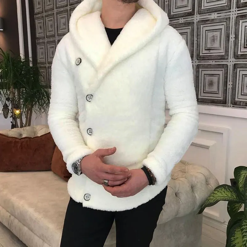 Men's Hooded Plush Coat Short Coat