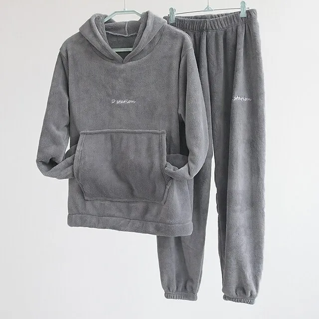 Women's Sweatshirt Tracksuit Pants Sets Solid Color Black White Pink Long Sleeve Casual Daily Basic Hooded Regular Fit Fall & Winter