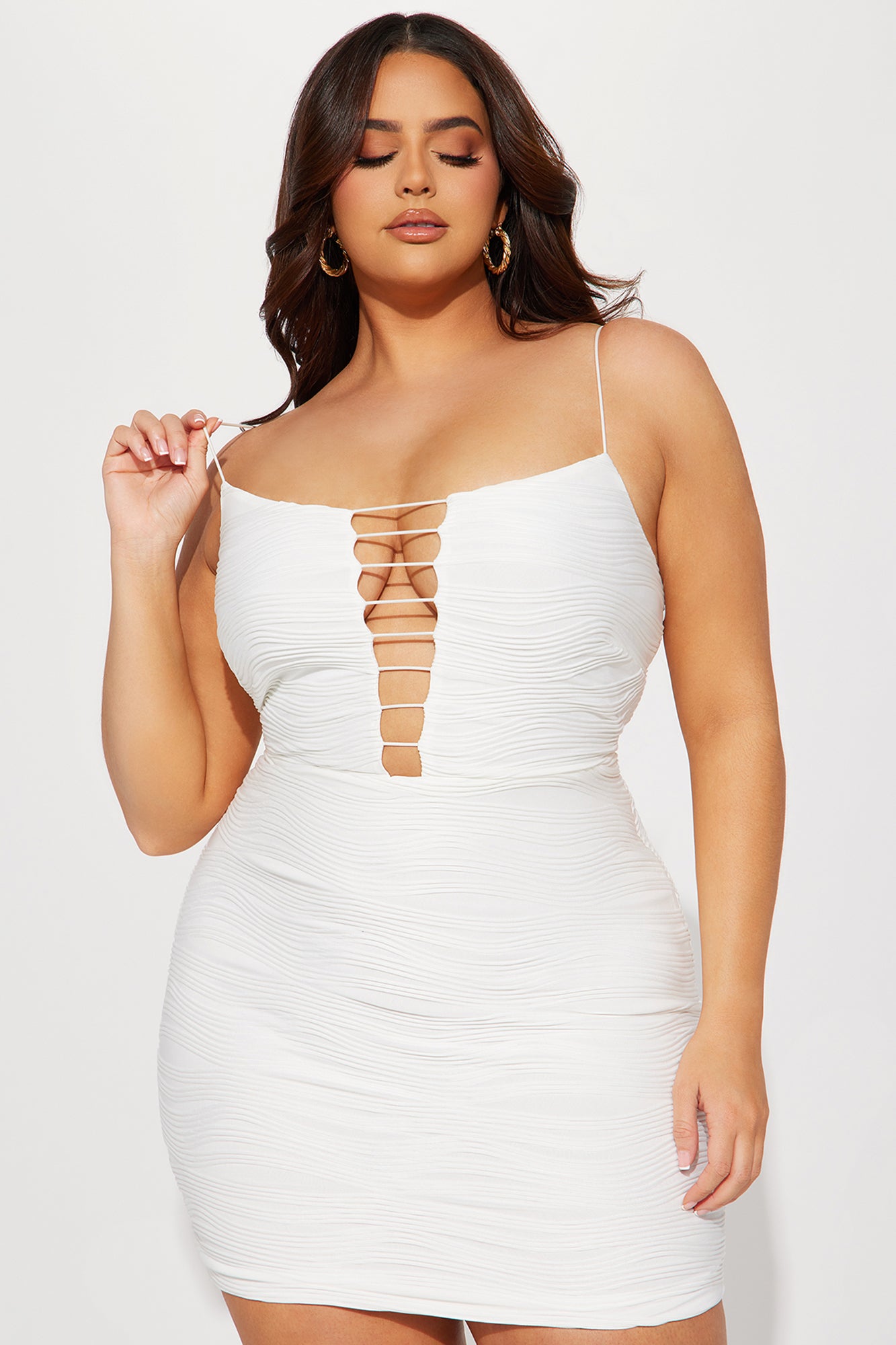 Ria Textured Mini Dress - Ivory