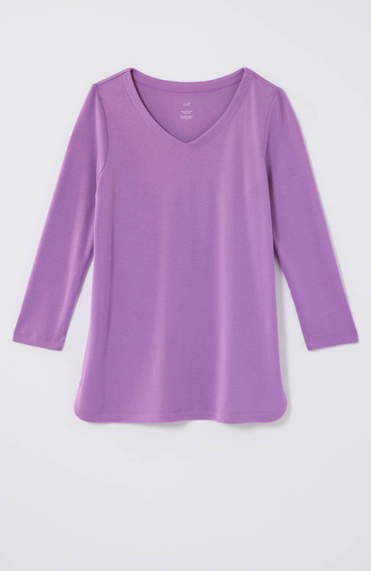 pima 3/4-sleeve v-neck tee