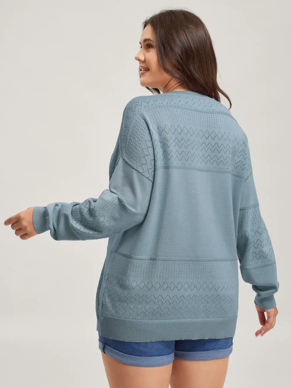 Supersoft Textured Eyelet Trim Pullover