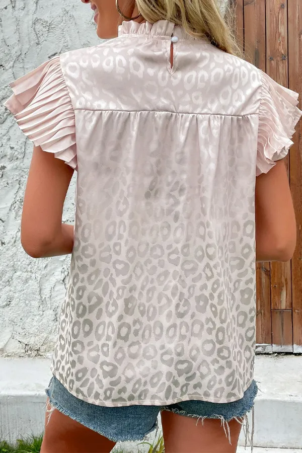 Leopard Print Ruffle Sleeve Top