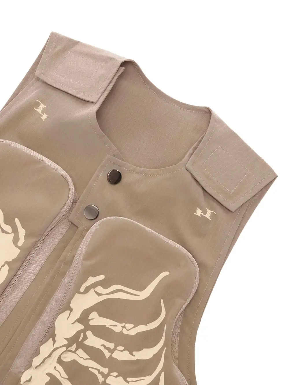 Skeleton Print Padded Cargo Vest -1201