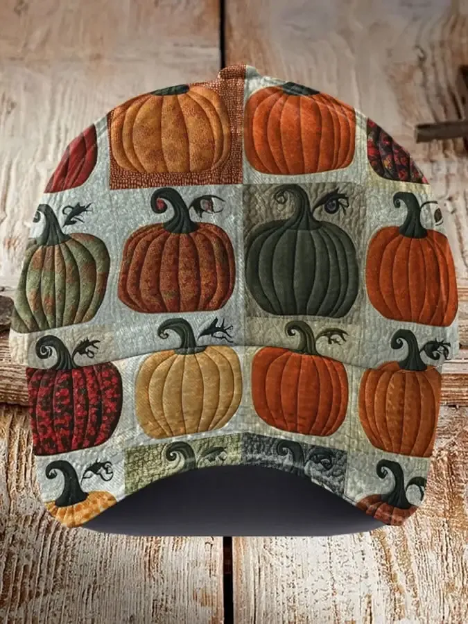 Unisex Fall Pumpkin Print Hat