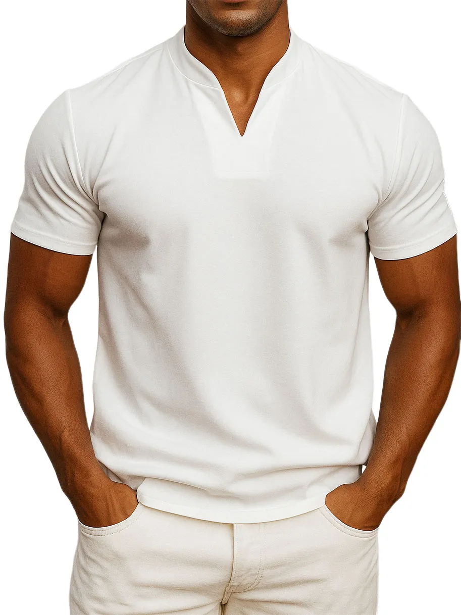 Men's V-neck Fitness Short-sleeved Fitness T-shirts