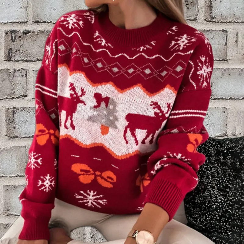 Christmas Round Neck Long Sleeve Casual Sweater