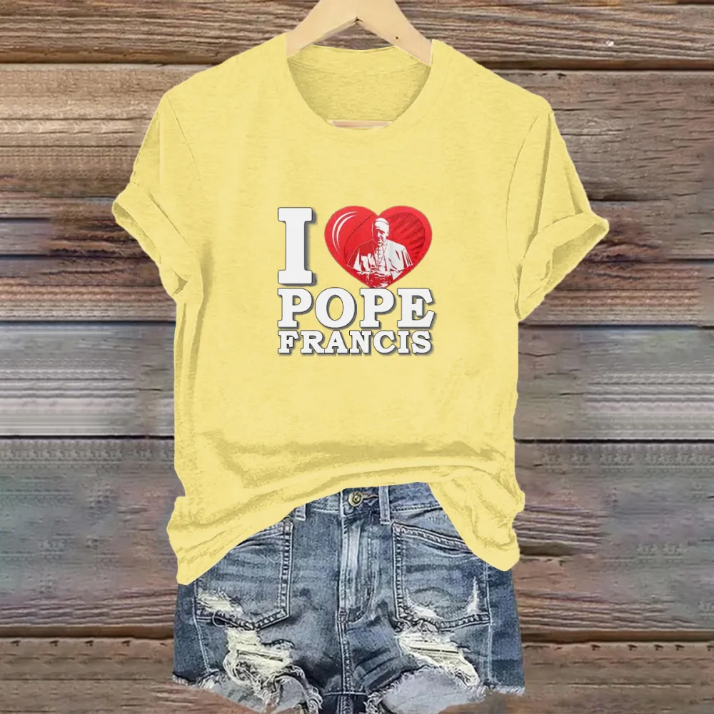 Women's I Love PF Print Short Sleeve V-Neck Cotton T-Shirt