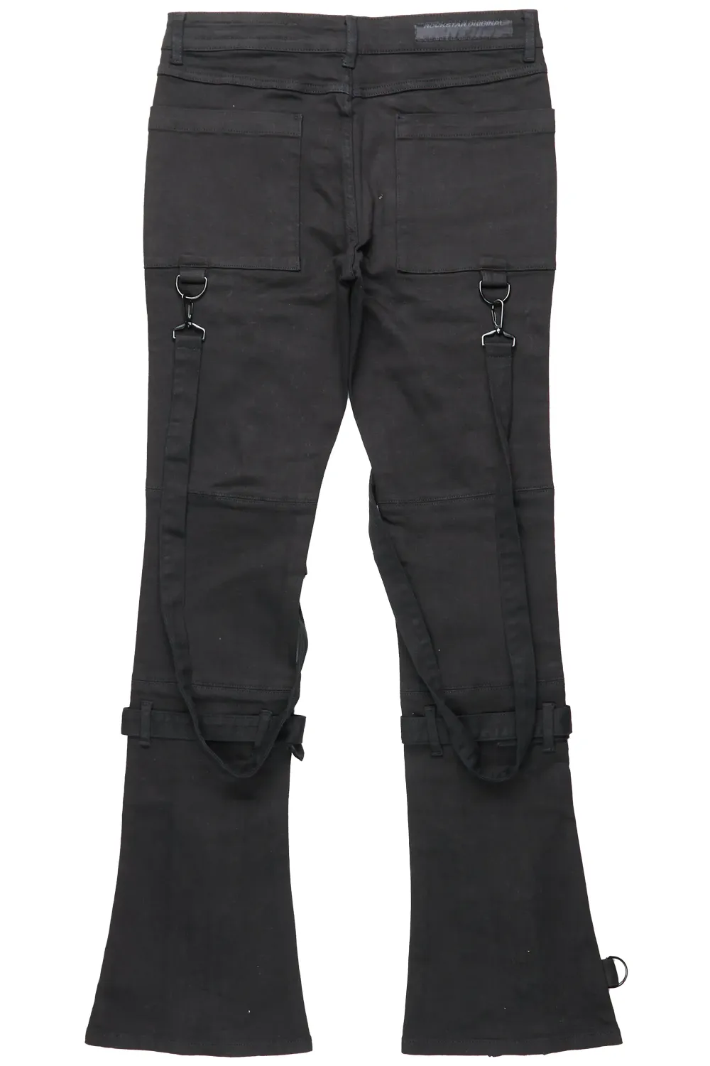 Rowen Black Stacked Flare Jean