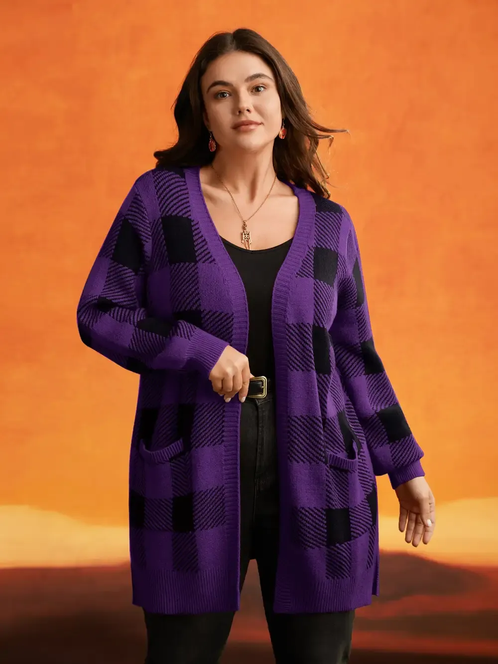Supersoft Essentials Halloween Plaid Open Cardigan