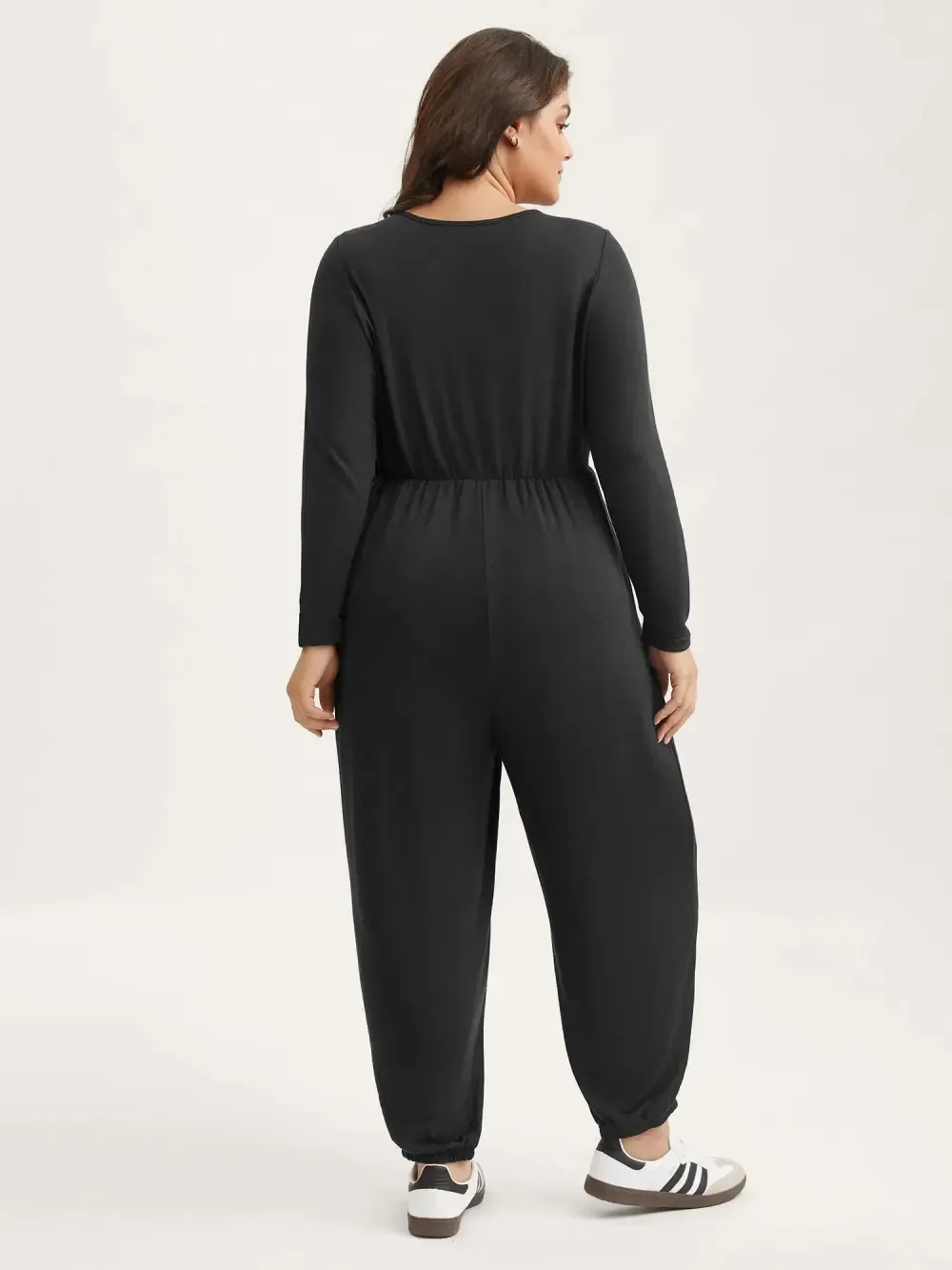 3 Pack Elastic Waist Overlap Collar Lounge Jumpsuit