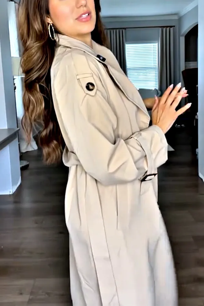 Women's solid color casual trench coat