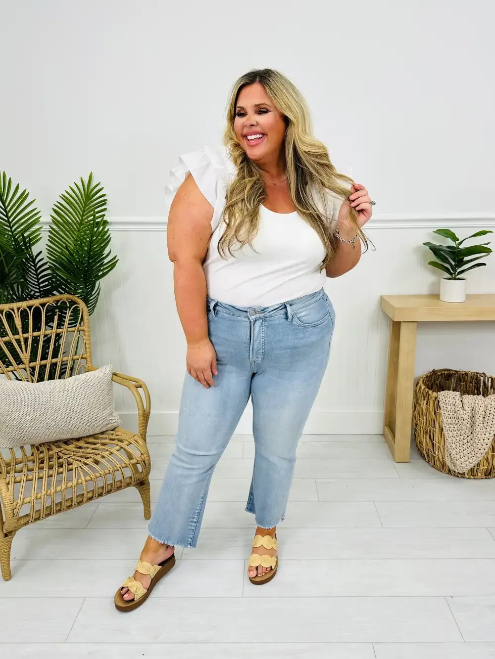 One Step Ahead Tummy Control Cropped Step Hem Jeans