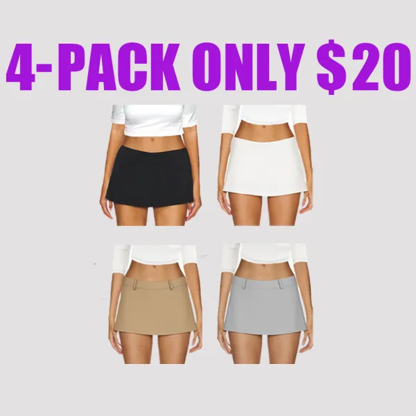 Women's Low Rise Micro Mini Skort – Stretchy Black Skirt with Built-In Shorts