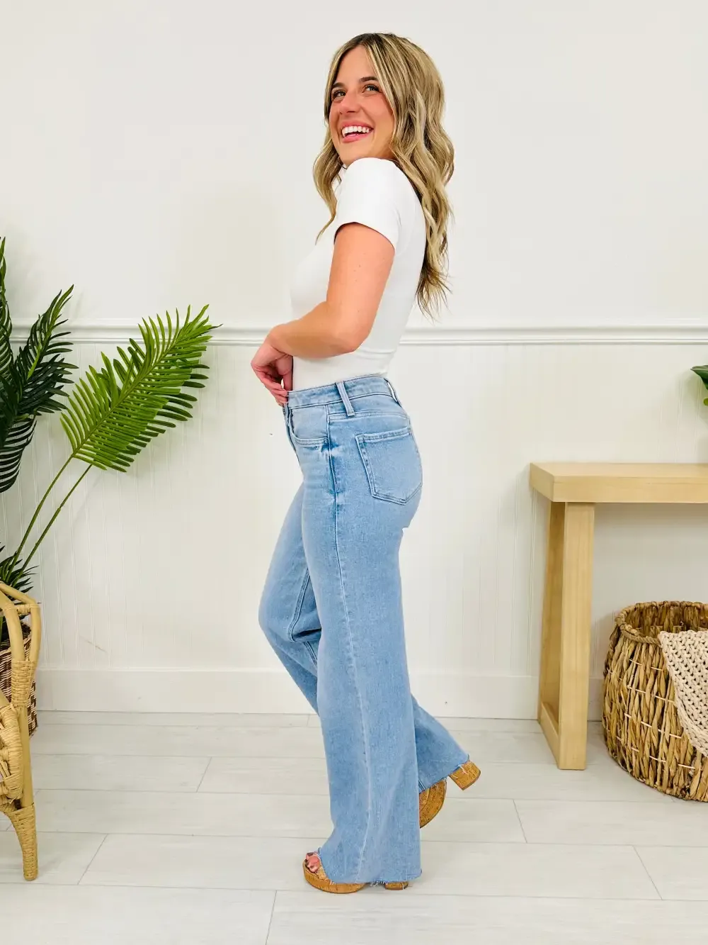 Dream of Me Tummy Control Slim Wide Leg Jeans