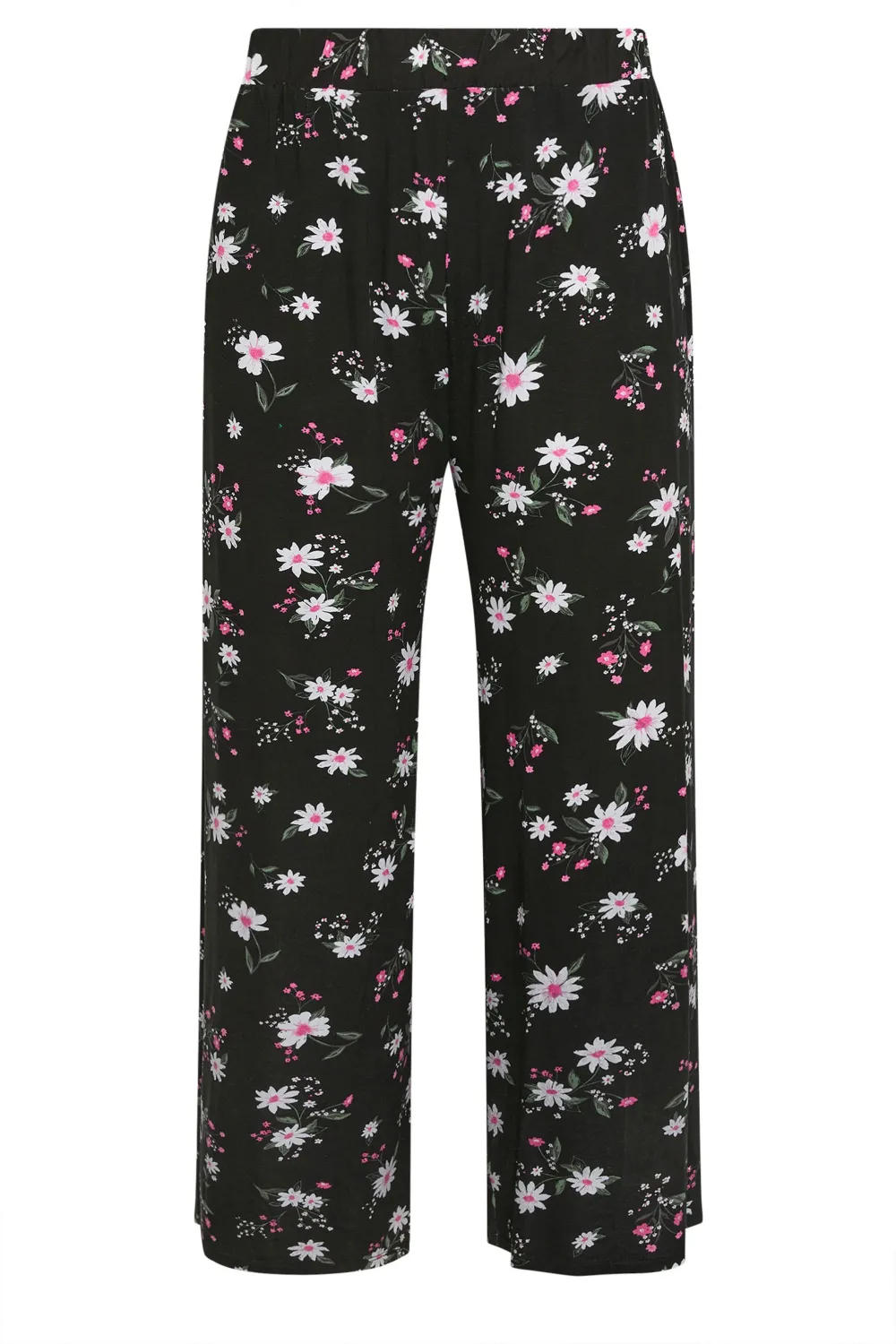YOURS Curve Black Leopard Print Wide Leg Trousers